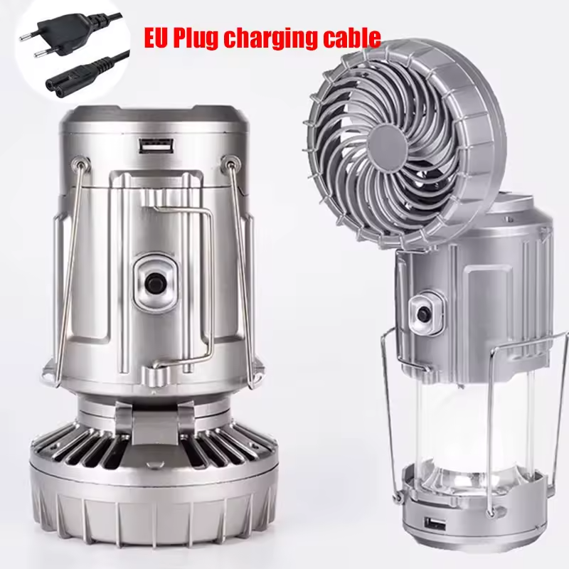 6 in 1 Portable Outdoor Led Camping Lantern with Fan
